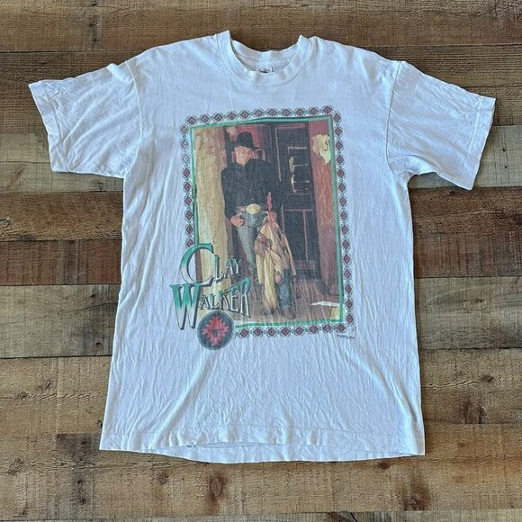 Clay Walker vintage fruit of the loom single stitch mens short sleeve t-shirt -L - Picture 1 of 10